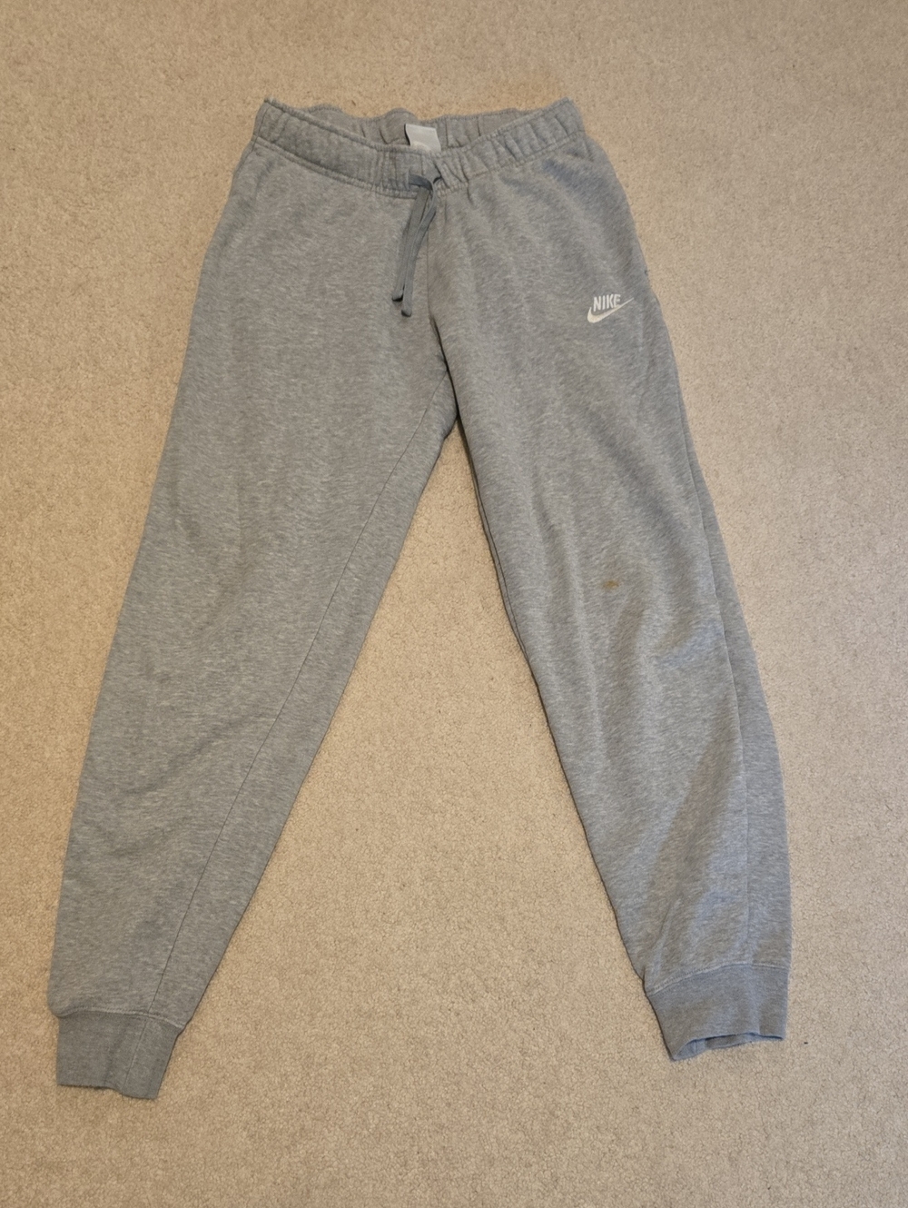 Nike Men's Small Gray Joggers With Pockets  Small Stain On The Left Knee